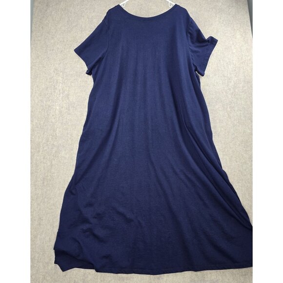 Woman Within Navy Short Sleeve Dress 2X 26/28 Cotton/Polyester Blend - Picture 2 of 8